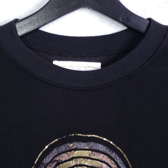 Spiritual Gangster Women's Medium Black "Grateful" Metallic Graphic Sweater Top - Picture 5 of 8